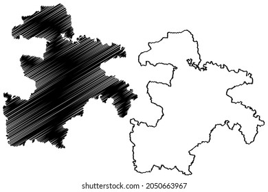 Hazaribagh district (Jharkhand State, Republic of India, North Chotanagpur division) map vector illustration, scribble sketch Hazaribagh map