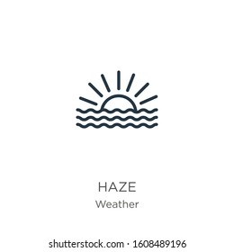 Haze Icon. Thin Linear Haze Outline Icon Isolated On White Background From Weather Collection. Line Vector Sign, Symbol For Web And Mobile