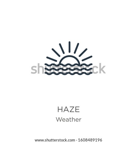 Haze icon. Thin linear haze outline icon isolated on white background from weather collection. Line vector sign, symbol for web and mobile