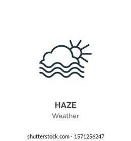Haze outline vector icon. Thin line black haze icon, flat vector simple element illustration from editable weather concept isolated on white background
