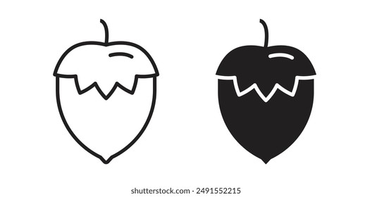 Hazel nut vector icon set in black color.