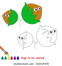 Hazelnut to be colored, the coloring book to educate preschool kids with easy kid educational gaming and primary education of simple game level.