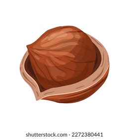 hazelnut brown nut cartoon. eat food, healthy ingredient, object shell, snack hazel, nutshell, seed hazelnut brown nut vector illustration