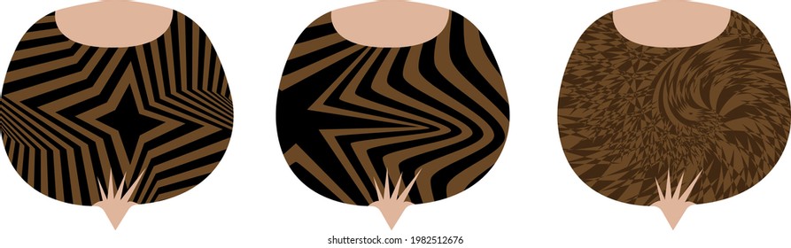 avellanas en cáscara marrón con textura creativa en op art estilo íconos de comida sobre fondo blanco