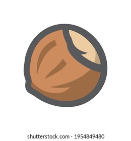 Hazelnut brown seed Vector icon Cartoon illustration.