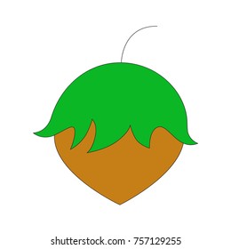 Hazelnut cartoon. Outlined illustration with thin line black stroke