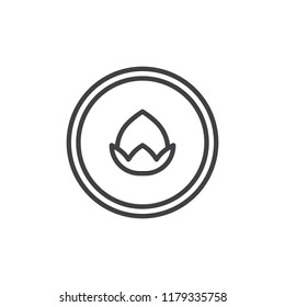 Hazelnut in a circle outline icon. linear style sign for mobile concept and web design. Nut line vector icon. Symbol, logo illustration. Pixel perfect vector graphics