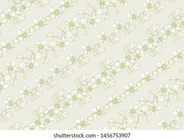 Hazelnut. Decorative motif. Seamless pattern, background. Colored vector illustration. In art nouveau style, vintage, old, retro style. On soft green background.