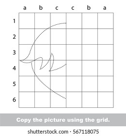 Hazelnut. Dot to dot educational game for kids. Trace and copy the simmetry half of picture using grid.