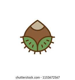 Hazelnut filled outline icon, line vector sign, linear colorful pictogram isolated on white. Nut symbol, logo illustration. Pixel perfect vector graphics