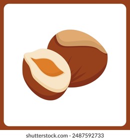 hazelnut fruit healthy. food fruit icon concept isolated . flat cartoon style