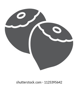 Hazelnut glyph icon, vegetable and nut, vegetarian sign, vector graphics, a solid pattern on a white background, eps 10.