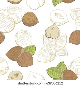 Hazelnut graphic color seamless pattern sketch illustration vector