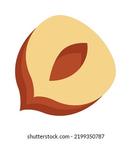 Haselnusshälfte. Gesundes Essen. Vektorgrafik