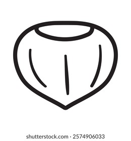 Hazelnut. Hand drawn design. Outline isolated icon. Vector illustration on white background. 