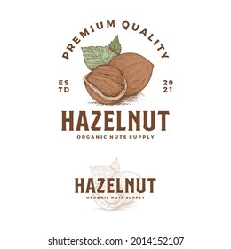 Hazelnut hand drawn logo illustration