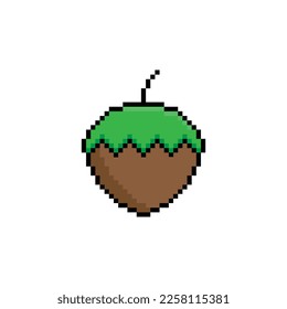 icono de avellanas de 8 bits, icono de arte píxel para el logotipo del juego. 