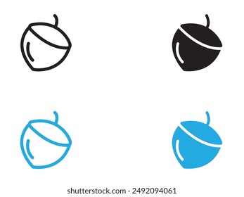 Icono de avellana en blanco y negro con contorno de Vector