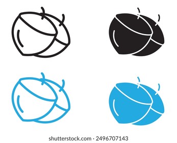 Hazelnut icon black and white vector outline sign