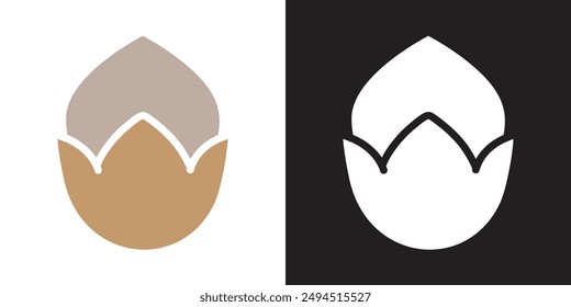 Hazelnut icon Flat set in black and white color outline vector
