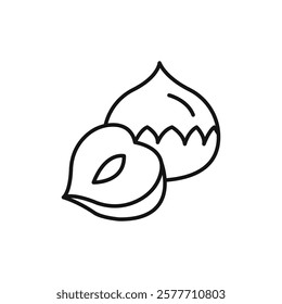 Hazelnut icon Flat simple outline