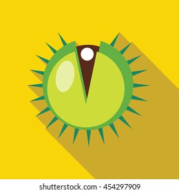 Hazelnut icon in flat style on a yellow background