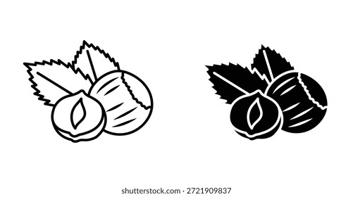 Haselnuss-Symbol. Linie mit editierbarem Strich und flach für Web