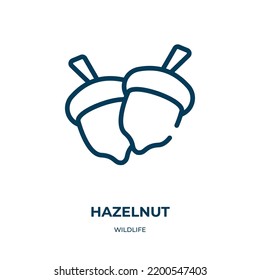 Hazelnut icon. Linear vector illustration from wildlife collection. Outline hazelnut icon vector. Thin line symbol for use on web and mobile apps, logo, print media.
