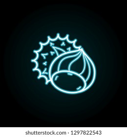 Hazelnut icon in neon style. Simple thin line, outline vector of Autumn icons for UI and UX, website or mobile application