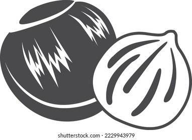 Hazelnusssymbol. Nut in der Nuss. Bio-gesunder Snack