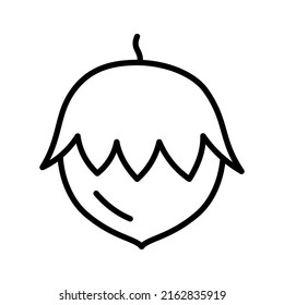 Icono de la avellana. Contorno la tuerca de avellano. Producto dietético. Ilustración vectorial aislada en fondo blanco.