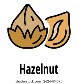 Hazelnut icon. Outline hazelnut vector icon color flat isolated on white