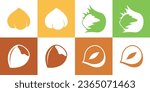 Hazelnut icon set. Logo. Isolated hazelnut on white background