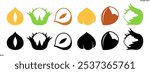 Hazelnut icon set. Logo. Isolated hazelnut on white background