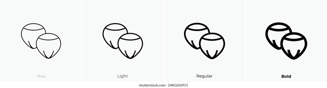 hazelnut icon. Thin, Light Regular And Bold style design isolated on white background
