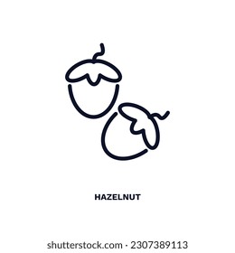 icono de avellana. Icono de avellana fina de línea de la colección de verduras y frutas. Vector de contorno aislado en fondo blanco. El símbolo de avellanas editable se puede usar web y móvil