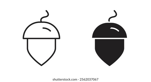 Hazelnut icons in flat and line style set.