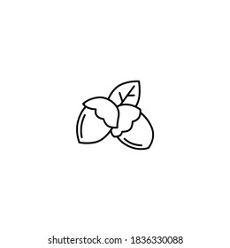 Hazelnut icon.Thanksgiving icon. Simple, flat, outline, black.