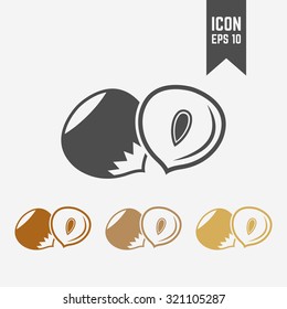 Hazelnut Isolated Vector Black Icon And Its Color Version