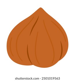 Grano de avellana maduro y sabroso, golosina saludable, bocadillos. Estilo plano de moda dibujado a mano Ilustración vectorial aislada