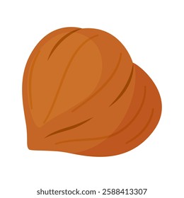 Hazelnut kernel ripe and tasty. Whole hazelnut without skin. Hand drawn trendy flat style isolated icon. Healthy treat, snacks, peeled forest nut. Vector illustration