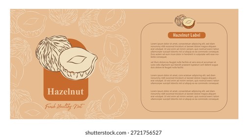 Haselnuss-Etikettendesign, Moderne Frucht-Etiketten mit handgezeichnetem Stil, Verpackungsdesign mit Frucht-Symbolen und Text, minimales und buntes Etikett, Etikettendesign-Aufkleber-Design für Verpackungen, editierbare druckfertige Vektorvorlagen-Datei-Illustration herunterladen, Obst und Nüsse Food Label-Vorlagen-Set. Kollektion abstrakter Vektorverpackungslayouts, Umrisszeichnung