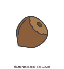 Hazelnut line icon, filled outline vector sign, linear colorful pictogram isolated on white. logo illustration