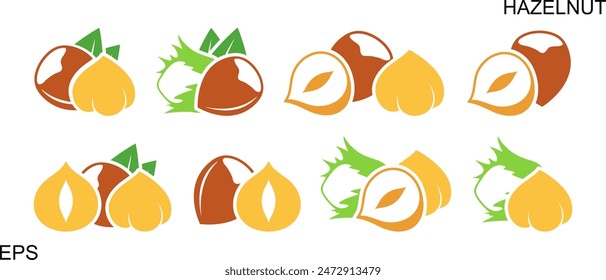 Logo de Hazelnut. Avellana aislada sobre fondo blanco