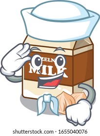 Hazelnut milk cartoon concept Sailor wearing hat