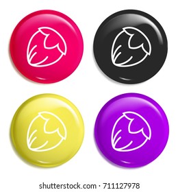 Hazelnut multi color glossy badge icon set. Realistic shiny badge icon or logo mockup
