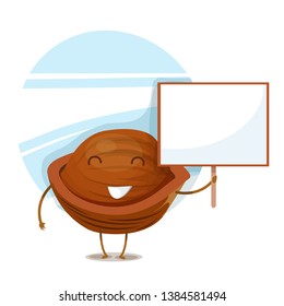 hazelnut nut character vector cute