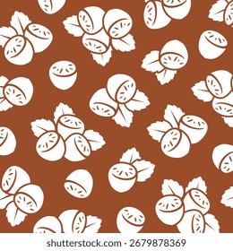 Hazelnut nuts pattern background set. Collection icons hazelnut nuts. Vector