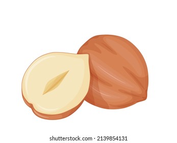 Hazelnut. Nuts in shell. Healthy and vegetarian foosd.