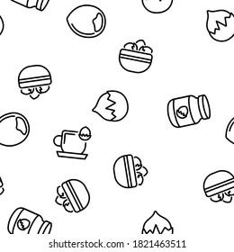 Hazelnut Organic Food Vector Seamless Pattern Thin Line Illustration